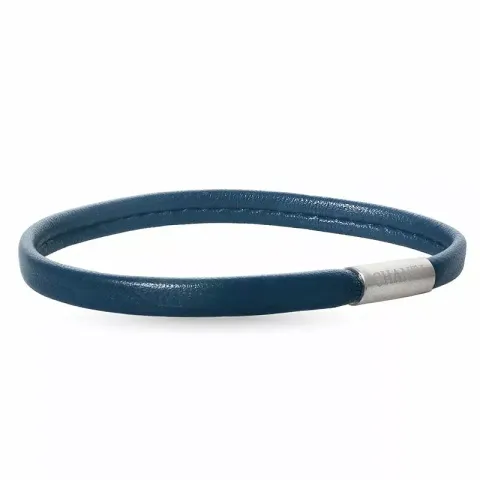 Litteä sininen rannekoru nahkaa, jossa on terästä laas x 6 mm
