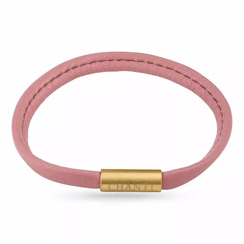 Litteä roosa magneettirannekoru nahkaa, jossa on kullattua terästä x 6 mm