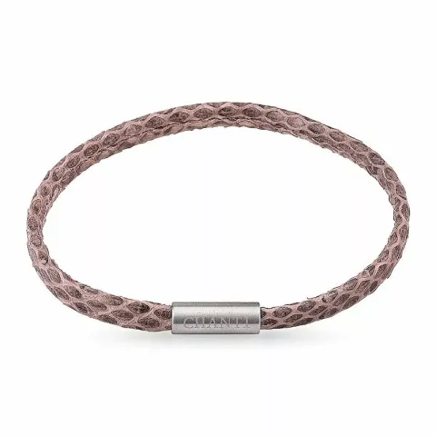 Litteä ruskea käärmerannekoru nahkaa, jossa on terästä laas x 6 mm