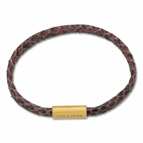 Litteä roosa käärmerannekoru nahkaa, jossa on kullattua terästä x 6 mm