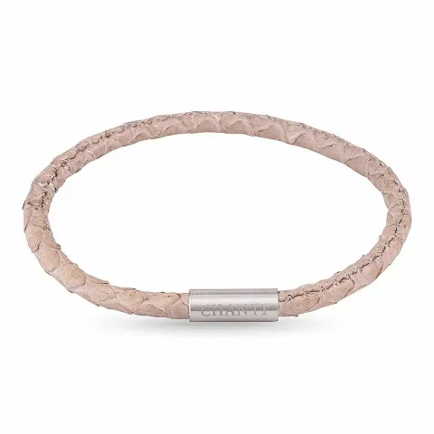 Pyöreä beige käärmerannekoru nahkaa, jossa on terästä laas x 4 mm