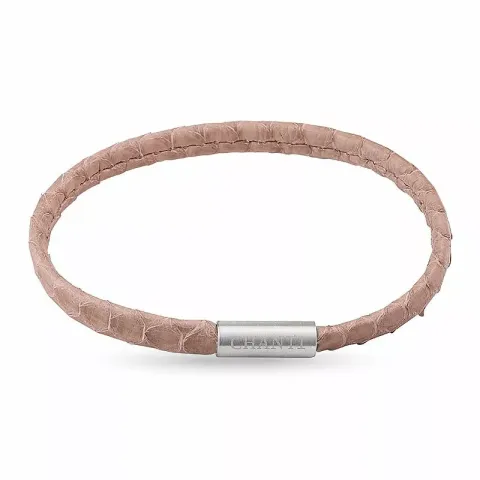 Litteä beige käärmerannekoru nahkaa, jossa on terästä laas x 6 mm