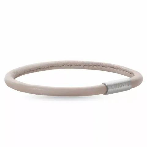 Pyöreä beige magneettirannekoru nahkaa, jossa on terästä laas x 4 mm
