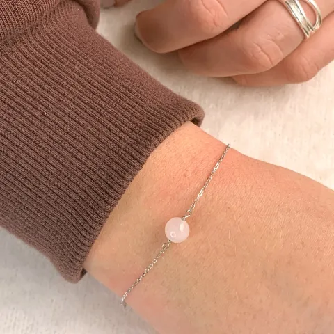 Vaaleanpunainen kvartsi ankkurirannekoru hopeaa