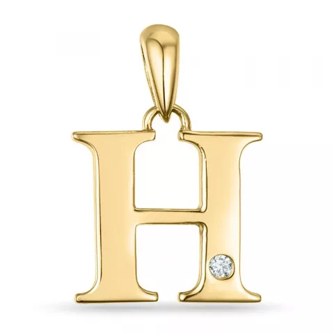 h-kirjain timantti riipus 9 karaatti kultaa 0,01 ct