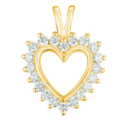 sydän lab grown timantti riipus 9 karaatti kultaa 0,46 ct