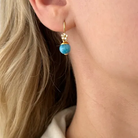 päivänkakkara vaaleansininen apatiitti korvakorukoukut  kullattua hopeaa