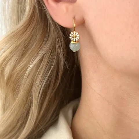 päivänkakkara akvamariinia korvakorukoukut  kullattu hopea