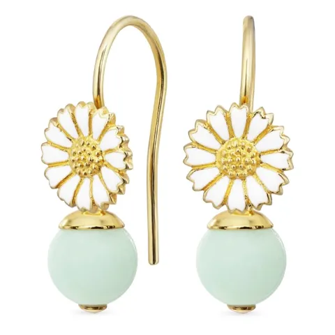 päivänkakkara amatsoniitti korvakorukoukut  kullattu hopea