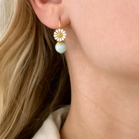 päivänkakkara amatsoniitti korvakorukoukut  kullattu hopea