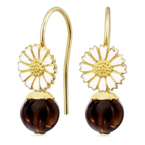 päivänkakkara savunvärinen kvartsi korvakorukoukut  kullattua hopeaa