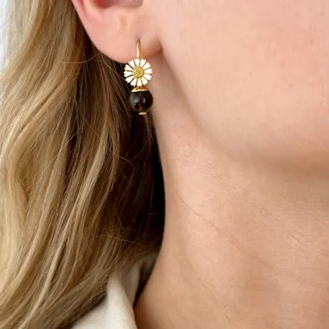 päivänkakkara savunvärinen kvartsi korvakorukoukut  kullattua hopeaa