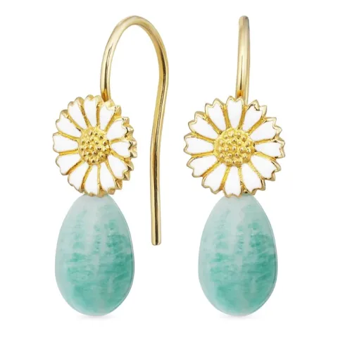 päivänkakkara amatsoniitti korvakorukoukut  kullattua hopeaa