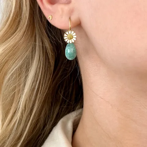 päivänkakkara amatsoniitti korvakorukoukut  kullattua hopeaa