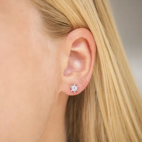 2 x 0,30 ct lab grown timantti solitaire-nappikorvakorut 14 karaatin valkokultaa kanssa lab grown timantti 