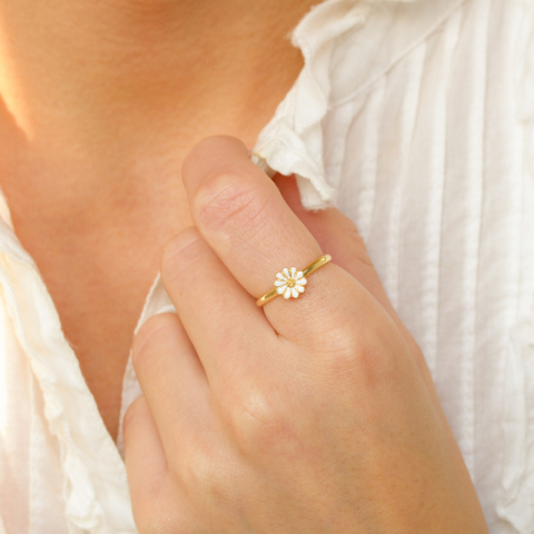 päivänkakkara sormus kullattua hopeaa - Maggie