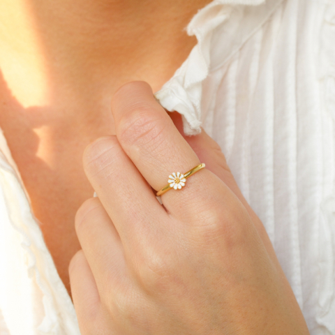 päivänkakkara sormus kullattua hopeaa - Maggie