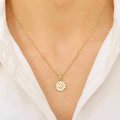 päivänkakkara zirkoni riipus  kullattua hopeaa - Marie