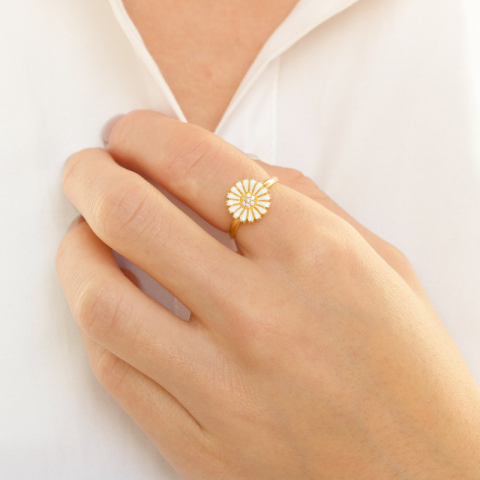 päivänkakkara zirkoni sormus kullattua hopeaa - Marie