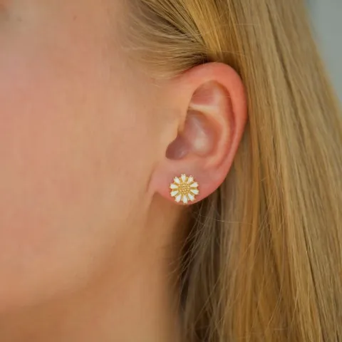 10 mm päivänkakkara korvarenkaat kullattua hopeaa