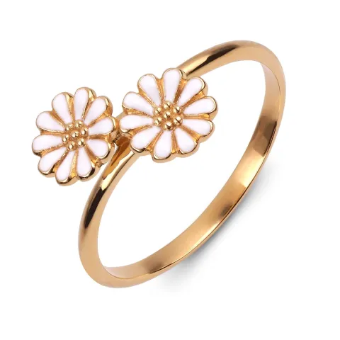 Kaksinkertaiset päivänkakkara sormus kullattua hopeaa