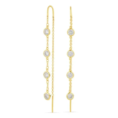 zirkoni ketjukorvakorut  kullattu hopea