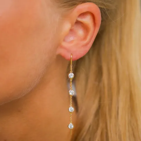 zirkoni ketjukorvakorut  kullattu hopea