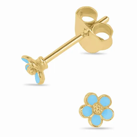 päivänkakkara sininen nappikorvakorut  kullattu hopea - Majse