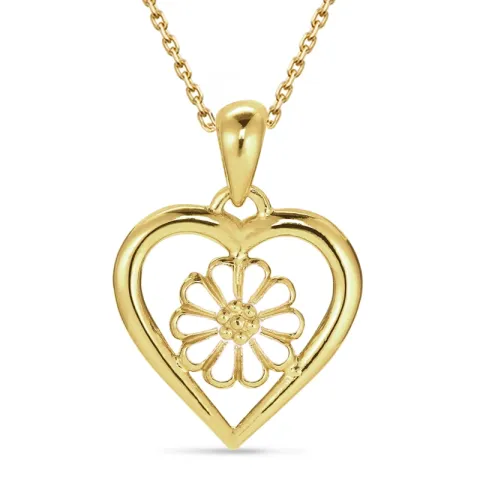 sydän päivänkakkara kaulaketju, jossa on riipus kullattua hopeaa - Maggie