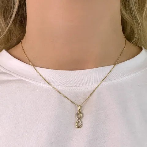 ääretön-merkki riipus  9 karaatin kultaa kanssa rodium