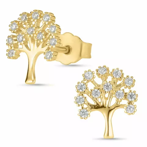 elämänpuu nappikorvakorut 8 karaatin kultaa kanssa zirkoni