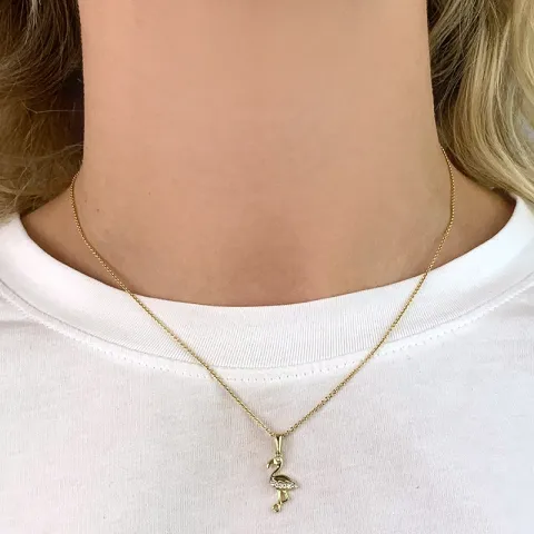 flamingo zirkoni riipus 8 karaatin kultaa