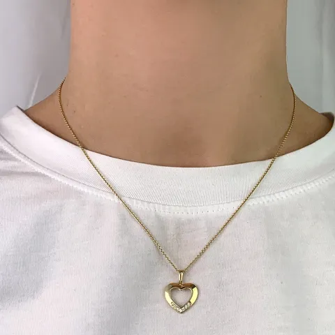 15 x 14 mm sydän zirkoni riipus  8 karaatin kultaa