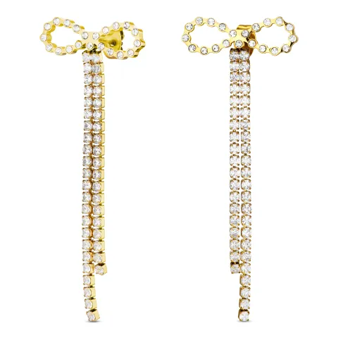 vedenkestävät rusetti zirkoni ketjukorvakorut  kullattu teräs - OCEANA