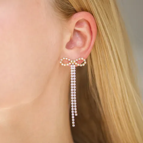 vedenkestävät rusetti zirkoni ketjukorvakorut  kullattu teräs - OCEANA