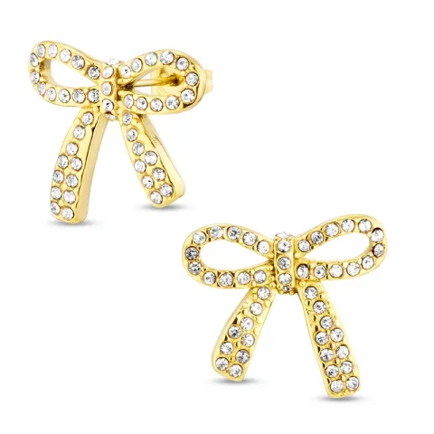 vedenkestävät rusetti zirkoni korvarenkaat  kullattu teräs - OCEANA