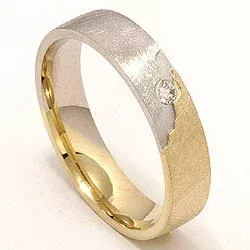 Karhea kaksivärinen timantti vihkisormus 14 karaatin kulta ja valkokultaa 0,035 ct