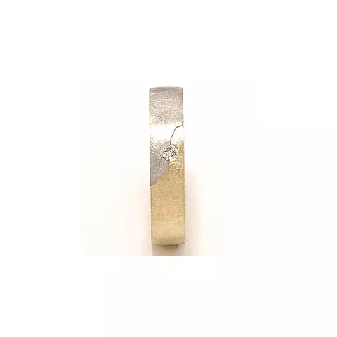 Karhea kaksivärinen timantti vihkisormus 14 karaatin kulta ja valkokultaa 0,035 ct