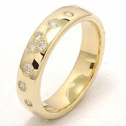 sydän vihkisormus 14 karaatin kultaa 0,225 ct