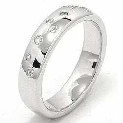 Leveä tähtipöly vihkisormus 14 karaatin valkokultaa 0,126 ct