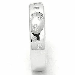 Leveä tähtipöly vihkisormus 14 karaatin valkokultaa 0,126 ct