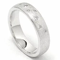 Strukturoitu tähtipöly vihkisormus 14 karaatin valkokultaa 0,126 ct