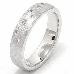 Strukturoitu tähtipöly vihkisormus 14 karaatin valkokultaa 0,126 ct