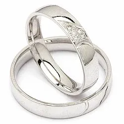 timantti vihkisormusta 14 karaatin valkokultaa 0,040 ct - setit