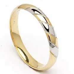 Miesten vihkisormus 14 karaatin kulta ja valkokultaa