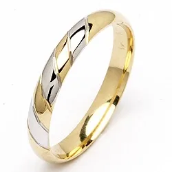 Miesten vihkisormus 14 karaatin kulta ja valkokultaa