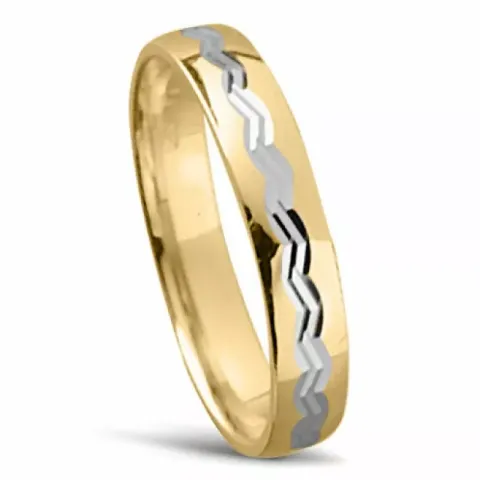 Kaksivärinen vihkisormus 14 karaatin kulta ja valkokultaa