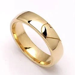 Tasapintainen sydän vihkisormus 14 karaatin kultaa