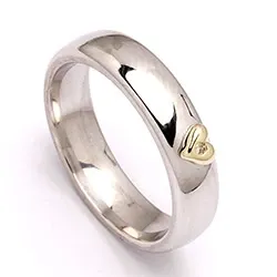 Vihkisormus hopea ja kulta 0,01 ct