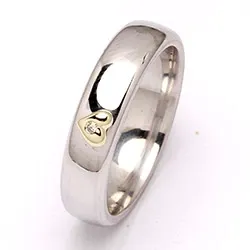 Vihkisormus hopea ja kulta 0,01 ct